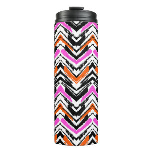 Termo Negro, naranja, y modelo dibujado mano de Chevron