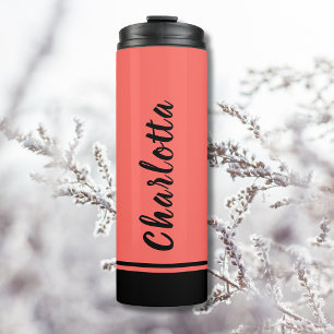 Termo Negro Rojo Pastel Elegante Mínimo personalizad