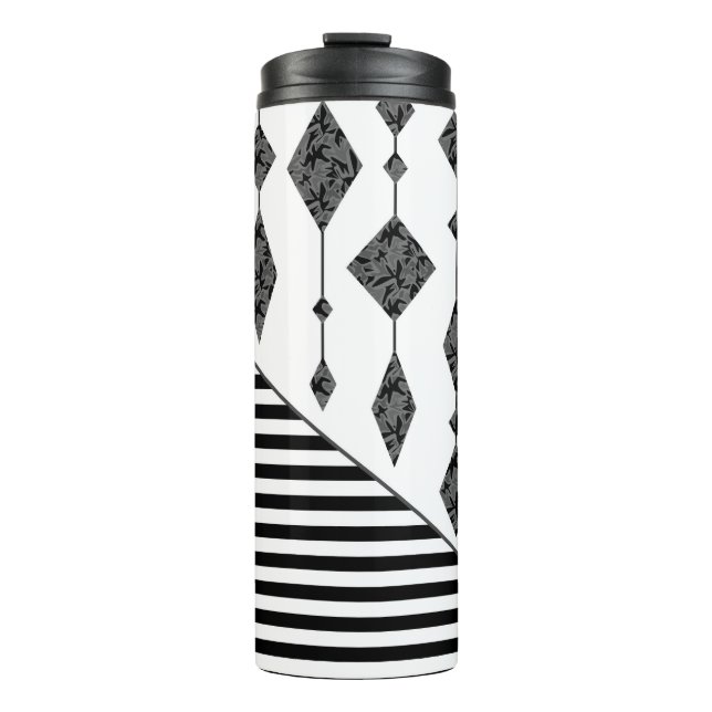 Termo Negro y blanco, abstracto, geométrico, simple, esc (Anverso)