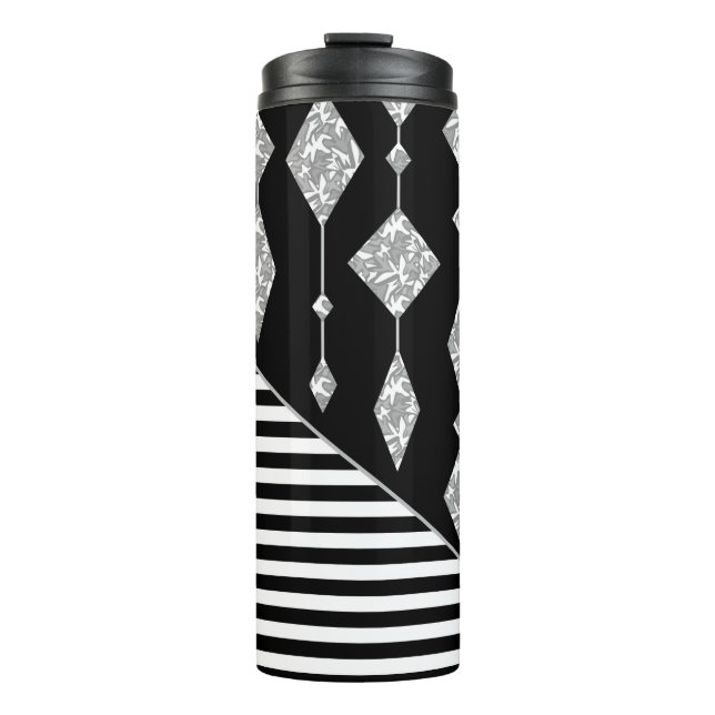 Termo Negro y blanco, abstracto, geométrico, simple, esc (Anverso)