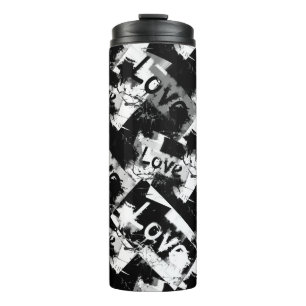 Termo Negro y blanco con manchas patrón de amor