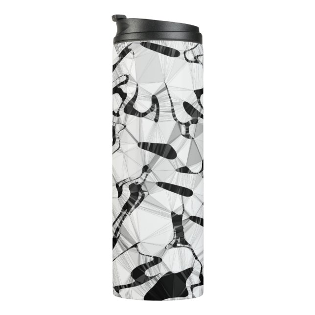 Termo Negro y blanco en movimiento Tumbler térmico (Rotado hacia la derecha)