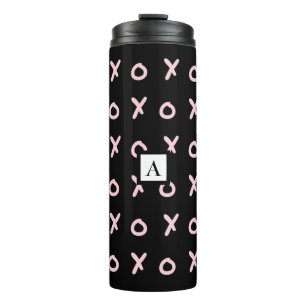 Termo Negro y Rosa Bebé X O XO XO's Lindo de Moda
