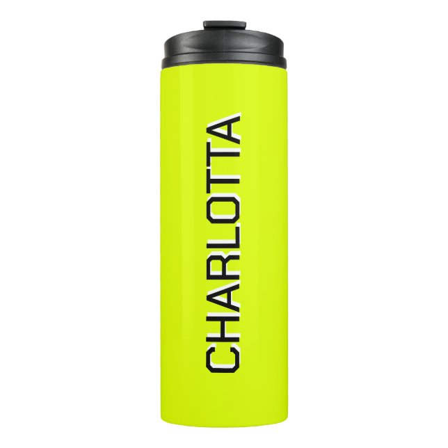 Termo Neon Amarillo Negro Elegante Minimalista Personali (Anverso)