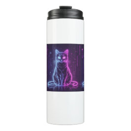 Termo **Neon Cat Design – Glowing Futuristic Feline Art*