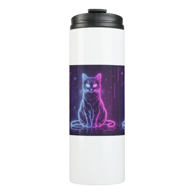 Termo **Neon Cat Design – Glowing Futuristic Feline Art* (Anverso)