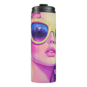 Termo Neon Dream Chica con gafas de sol florales