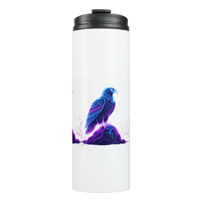 Termo Neon Eagle on Glowing Rock – Cyberpunk Style (Anverso)