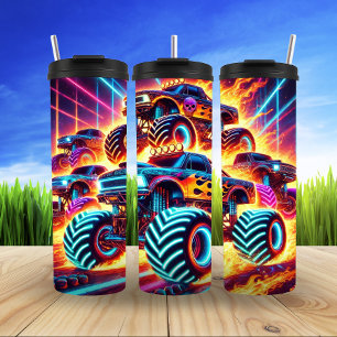 Termo Neon Monster Carreras Camión Flama Thrill