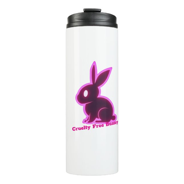 Termo Neon Pink Cruelty-Free Bunny Textos editables (Anverso)