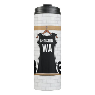Termo Netball adaptable del diseño blanco y negro