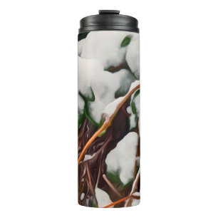 Termo Nieve fresca Termal De Tumbler Sobre Hojas Evergre