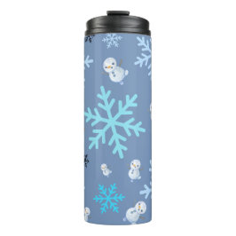 Termo Nieves y copos de nieve en azul verde azulado