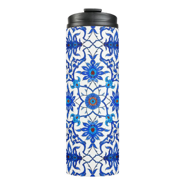 Termo Nilo chino de Art Nouveau, azul cobalto y blanco (Anverso)