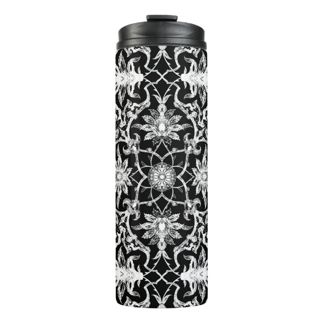 Termo Nilo de estilo Art Nouveau chino, negro y blanco (Anverso)