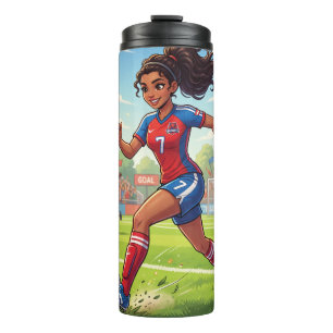 Termo Niña de dibujos animados linda jugando fútbol