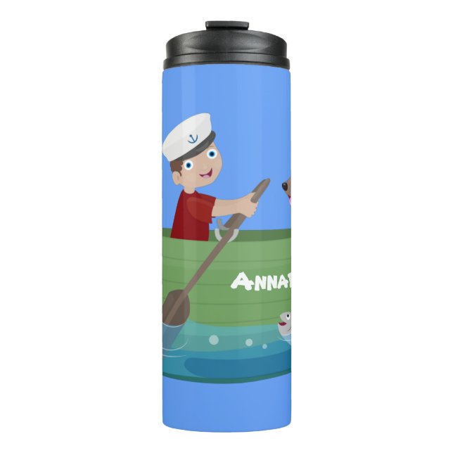 Termo Niño pequeño marinero y personalizado de un bote d (Anverso)