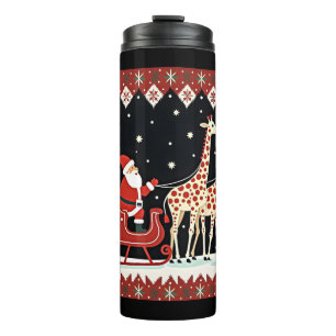 Termo Niños Chicas Santa Claus Riding Giraffe Sleigh Feo