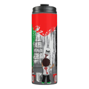 Termo Niños de Gaza pintando la bandera de Palestina