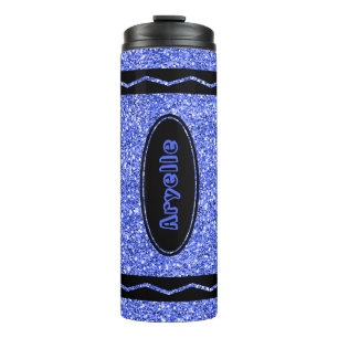 Termo Niños Personalizados Nombre Purpurina Azul Beber 