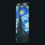 Termo Noche Van Gogh Starry<br><div class="desc">Tumbler térmico con pintura al óleo de Vincent van Gogh La noche estrellada (1889). Inspirado por su estancia en un asilo,  el arte representa un pueblo bajo un cielo nocturno de estrellas y luna azul y amarilla. Un gran regalo para los aficionados al post-impresionismo y al arte holandés.</div>