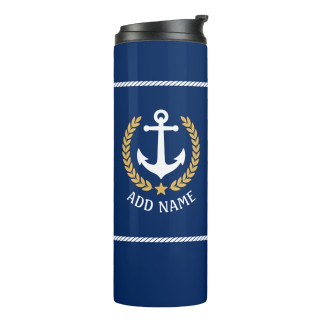 Termo Nombra Nautical Anchor Gold Style Naval (Rotado hacia la izquierda)