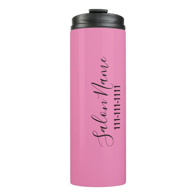 Termo Nombre comercial Guión rosa y negro elegante y tel (Anverso)