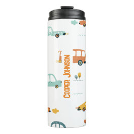 Termo Nombre de coche azul y naranja pastel personalizad