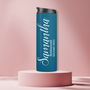 Termo Nombre de dama de honor personalizado en azul