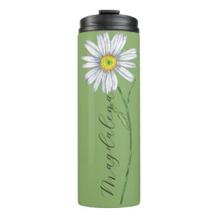 Termo Nombre de guión elegante de flor silvestre acuarel