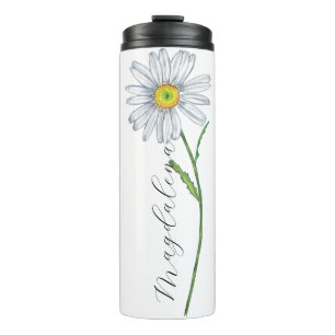 Termo Nombre de guión elegante de flor silvestre acuarel