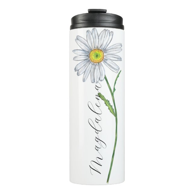 Termo Nombre de guión elegante de flor silvestre acuarel (Anverso)