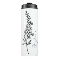 Nombre de guión elegante Larkspur Julio Flor de na