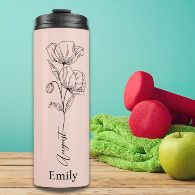 Termo Nombre de la dama de honor Adormidera Regalo de fl (Bridesmaid Name Poppy August Birth Flower Gift Thermal Tumbler)