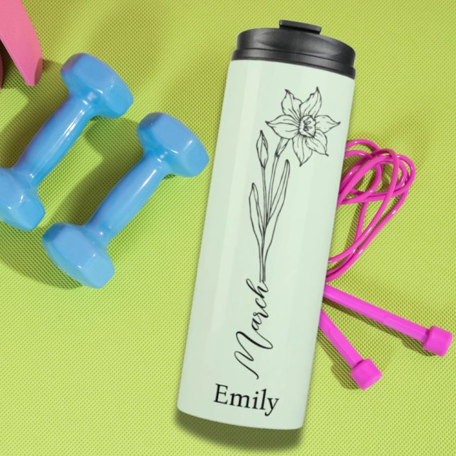 Termo Nombre de la dama de honor Daffodil Marzo de nacim (Bridesmaid Name Daffodil March Birth Month Flower Thermal Tumbler)