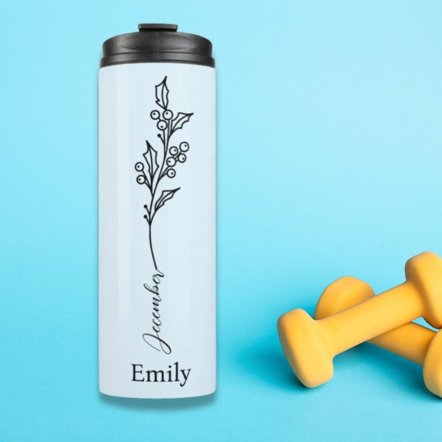 Termo Nombre de la dama de honor Holly Diciembre Regalo  (Bridesmaid Name Holly December Birth Flower Gift Thermal Tumbler)
