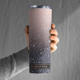 Termo Nombre de las parqueas de Purpurina negro y rosa m