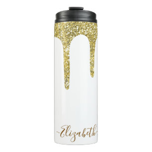 Termo Nombre de Monograma con Brillo Dorado Elegante
