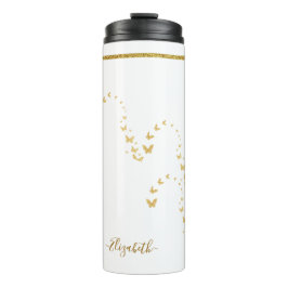 Termo Nombre de monograma con brillo dorado elegante