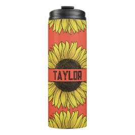 Termo Nombre de monograma de girasol sobre fondo sólido