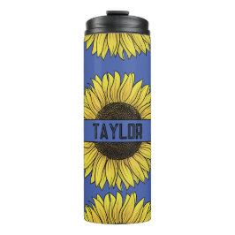 Termo Nombre de monograma de girasol sobre fondo sólido