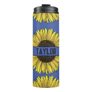 Termo Nombre de monograma de girasol sobre fondo sólido