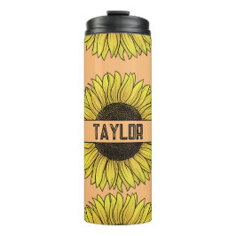 Termo Nombre de monograma de girasol sobre fondo sólido