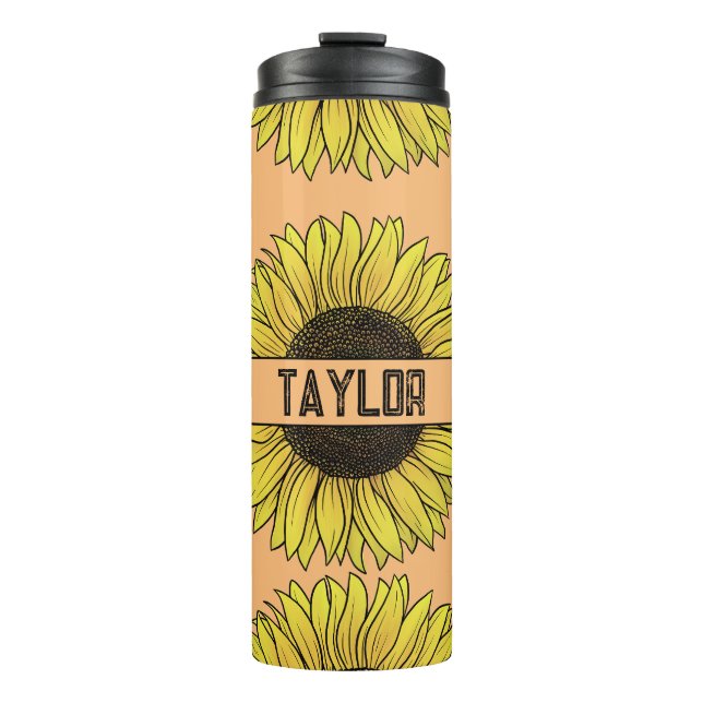 Termo Nombre de monograma de girasol sobre fondo sólido (Anverso)