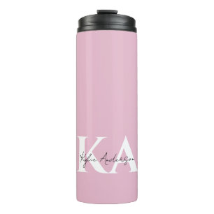 Termo Nombre de monograma personalizado rosado moderno: