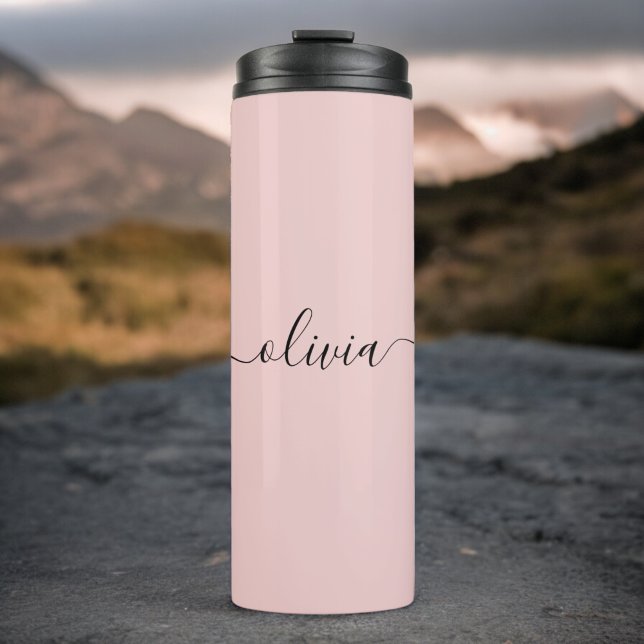 Termo Nombre del Monograma de Rubor Dusty Pink Moderne S (Subido por el creador)