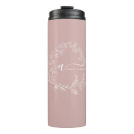 Termo Nombre del Monograma de Rubor Dusty Pink Moderne S