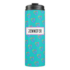 Termo Nombre del patrón del corazón de color turquesa cr