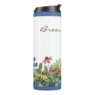 Termo Nombre en acuarela Flores silvestres verano 12oz