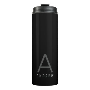 Termo Nombre moderno Monograma Negro gris simple